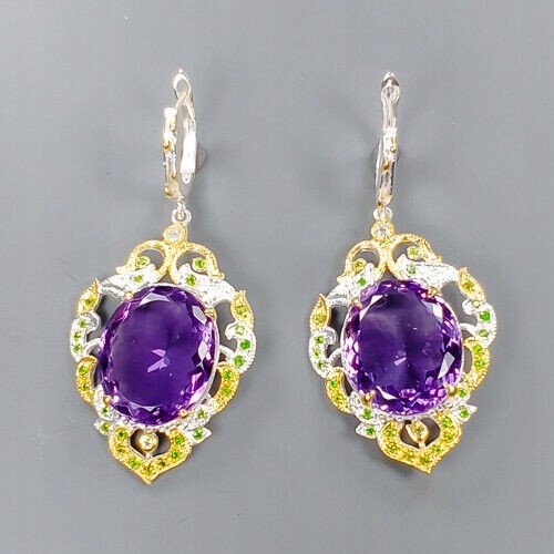 Künstlerische Ohrringe Amethyste 30,50 ct Zertifikat