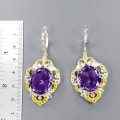 Künstlerische Ohrringe Amethyste 30,50 ct Zertifikat