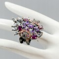 Künstlerischer Ring Amethyst Granat Größe 17 Topas