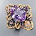 Künstlerischer Ring AA 15 Karat Amethyst Saphire Größe 18