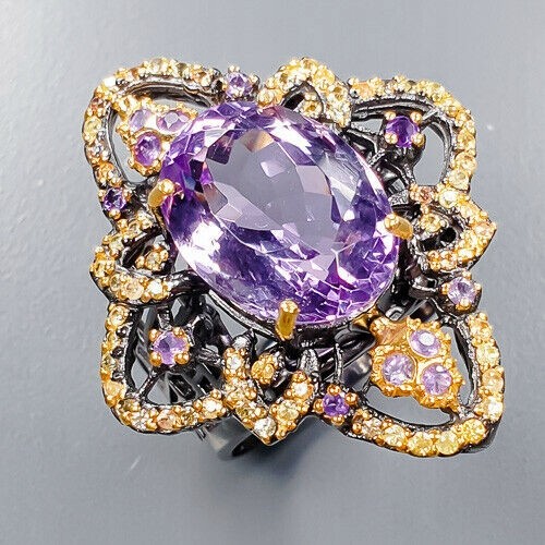 Künstlerischer Ring AA 15 Karat Amethyst Saphire Größe 18