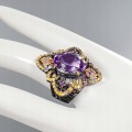 Künstlerischer Ring AA 15 Karat Amethyst Saphire Größe 18