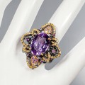 Künstlerischer Ring AA 15 Karat Amethyst Saphire Größe 18
