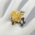 Künstlerischer Rutilquarz Ring Granat Größe 17