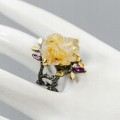 Künstlerischer Rutilquarz Ring Granat Größe 17
