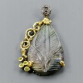 Künstlerischer Anhänger 925 Labradorit 25ct Diopsid