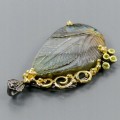 Künstlerischer Anhänger 925 Labradorit 25ct Diopsid
