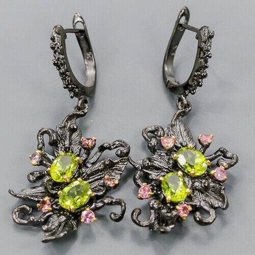 Art natürliche Turmalin Olivin Ohrringe 4