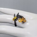 Künstlerischer Ring Citrin Topas Größe 16 Peridot