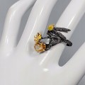 Künstlerischer Ring Citrin Topas Größe 16 Peridot