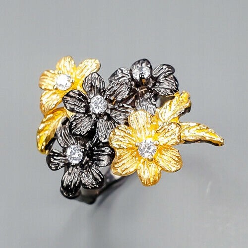Art Ring 925 Zirkonia Blumen Größe 16,5