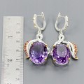 Rhodolith Amethyst Ohrringe 44ct Zertifikat