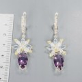 Künstlerische Ohrringe Amethysten Topas Olivin 4 925