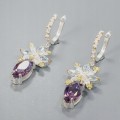 Künstlerische Ohrringe Amethysten Topas Olivin 4 925