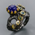 Art Ring Topas blauer Saphir Größe 14