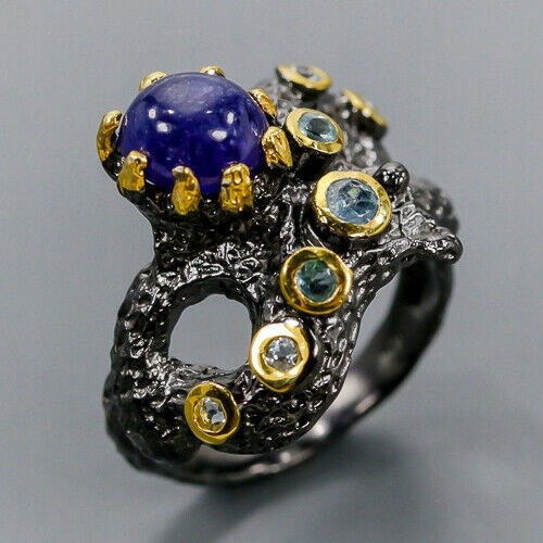 Art Ring Topas blauer Saphir Größe 14