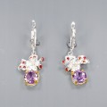 Kunstvolle Granat Ohrringe Rhodolith Amethyst 4 925