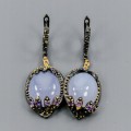 Künstlerische Ohrringe Chalzedon Amethyste Granate 4