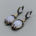 Künstlerische Ohrringe Chalzedon Amethyste Granate 4