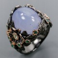 Art Ring Topas Chalcedon 925 Größe 18