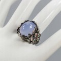 Art Ring Topas Chalcedon 925 Größe 18