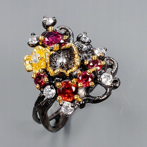 Künstlerischer Rhodolith Granat Ring Größe 17 925