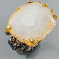 Art Ring natürlicher Drusenquarz Größe 14