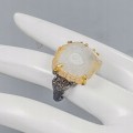 Art Ring natürlicher Drusenquarz Größe 14