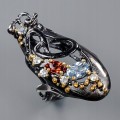 Kunst Ring blauer Topas Granat Größe 13 925