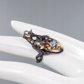Kunst Ring blauer Topas Granat Größe 13 925