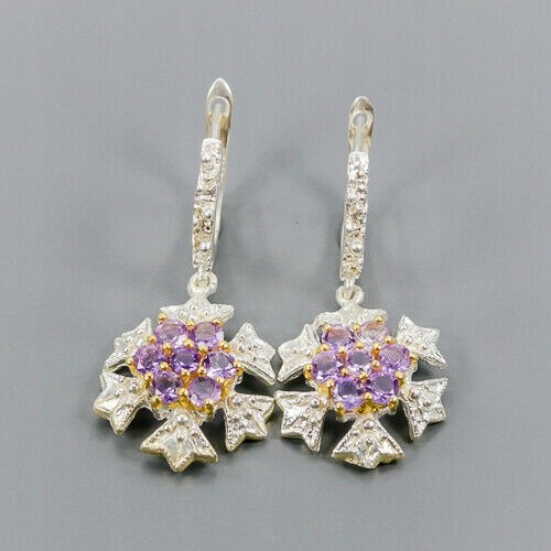 Künstlerische Ohrringe natürliche Amethyste schön 4