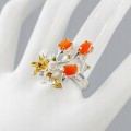 Künstlerischer Karneol Granat Ring Größe 17