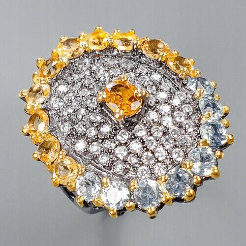 Art Citrin Topas Ring Größe 16,5 925