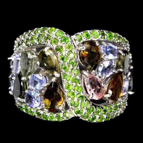 Ring 925 Tansanit Turmalin Größe 14,5 Diopsid