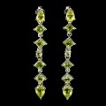 Silver natural peridot earrings 925 delicate 4