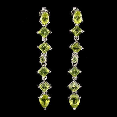 Silver natural peridot earrings 925 delicate 4