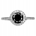 Ring schwarzer Diamant 0,79 ct Silber Größe 11,5