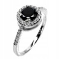 Ring schwarzer Diamant 0,79 ct Silber Größe 11,5