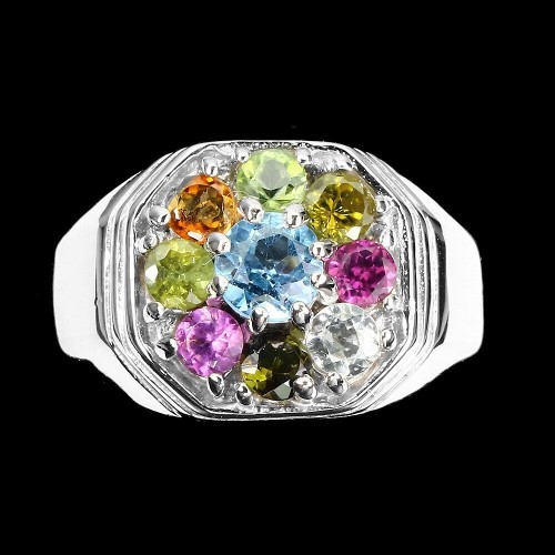 Natur Ring 925 Turmalin Topas Größe 18,5