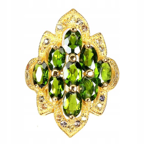 Ring natürliche Saphire Größe 16,5 Diopside 925