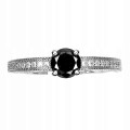 Ring schwarzer Diamant 0,61 ct Silber 925 Größe 14