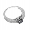 Ring schwarzer Diamant 0,61 ct Silber 925 Größe 14
