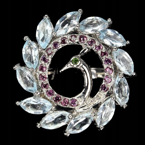 Silberring Topas Granat Größe 16,5 Pfau 925