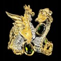 Ring Silber natürliche Diopside Drache Größe 16