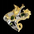 Ring Silber natürliche Diopside Drache Größe 16
