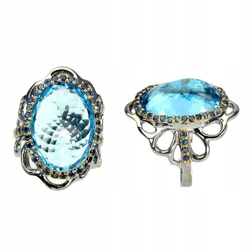 Swiss Blue Topas Saphir Ring 23,59 ct Größe 19