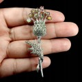Brosche Turmalin Blume Saphire Silber Diopside 3