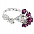 Natural silver ring garnets size 20 peacock