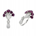 Natural silver ring garnets size 20 peacock