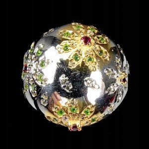 Ring Blumen Granaten Größe 16 Diopside 925